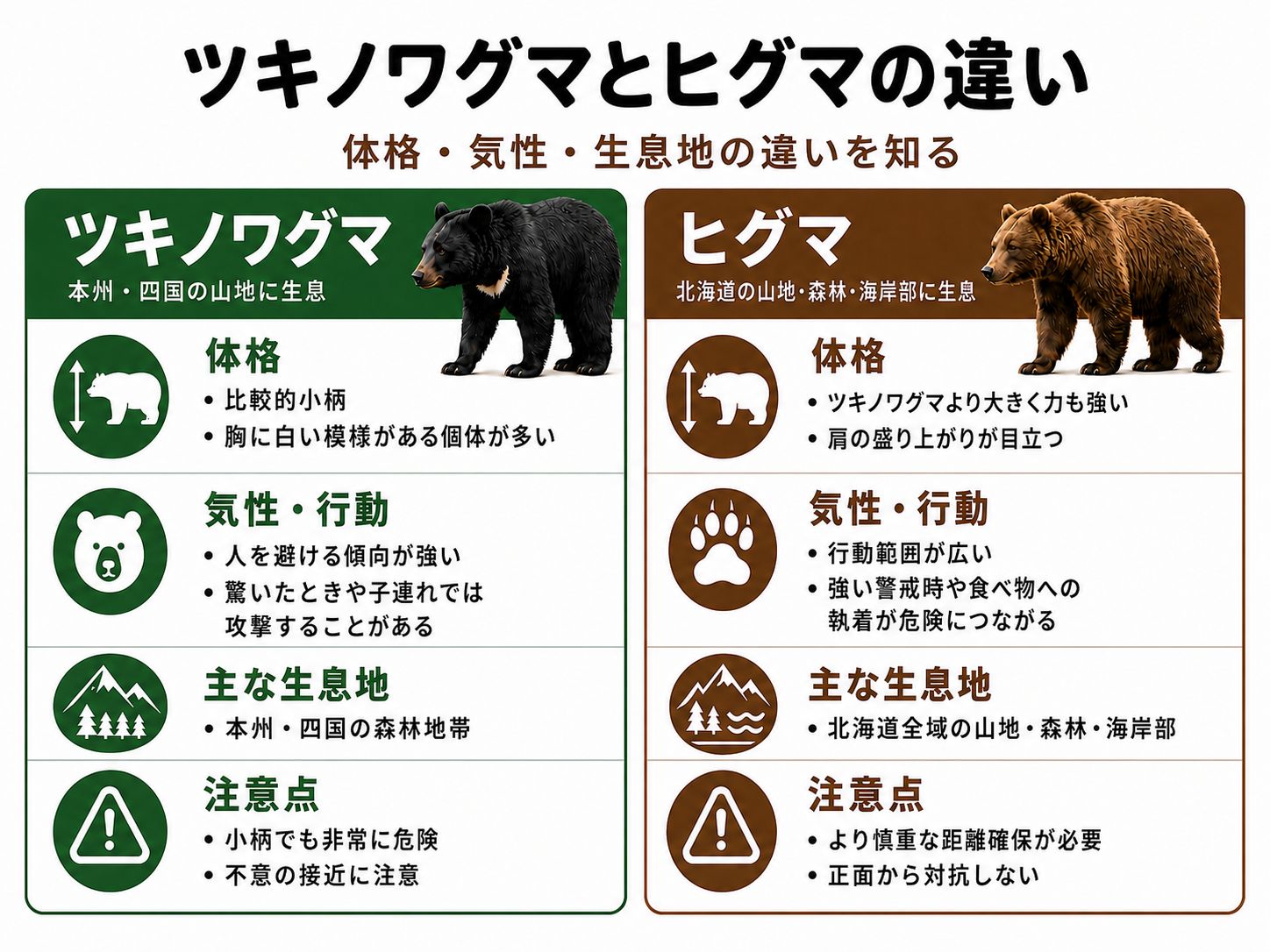 ツキノワグマとヒグマの違い